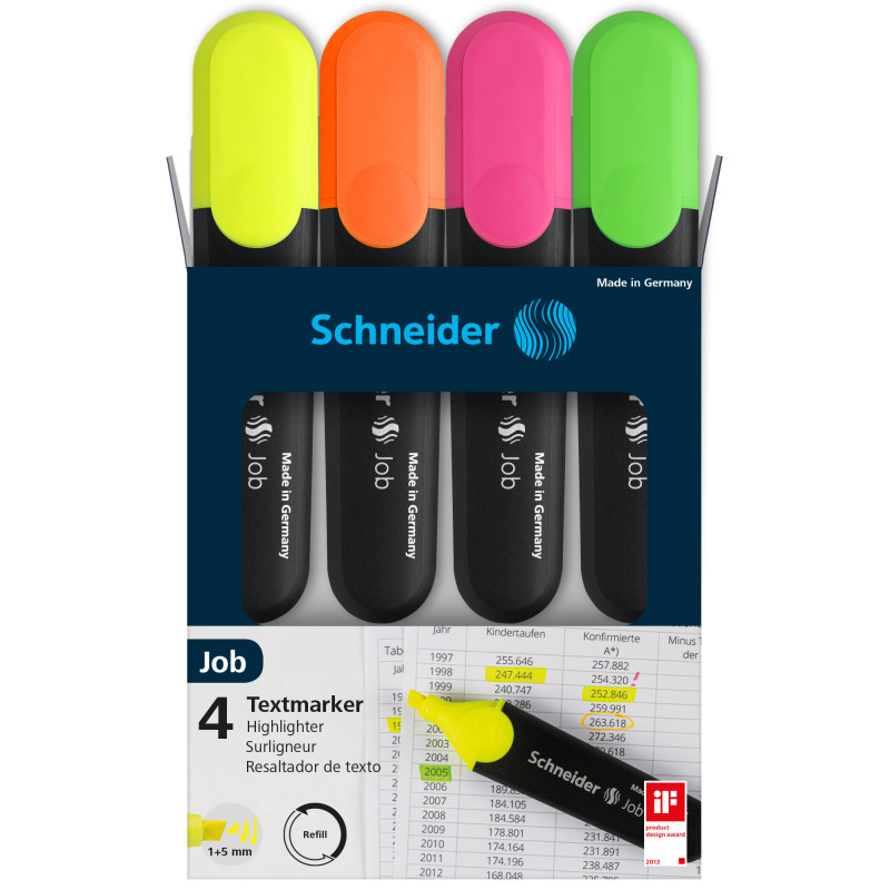 Etui de 4 surligneurs Job